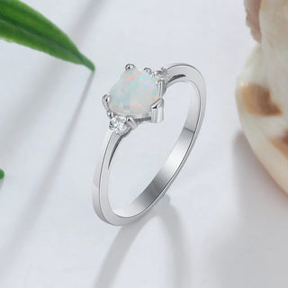 Classic Eternal Heart Rings Silver Color Blue Pink White Alodia Store