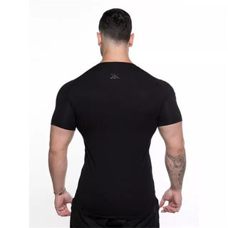 Compression Quick dry T-shirt Men Running Sport Skinny Short Tee Shirt Male Gym Fitness Bodybuilding Workout Black Tops Clothing alodia store