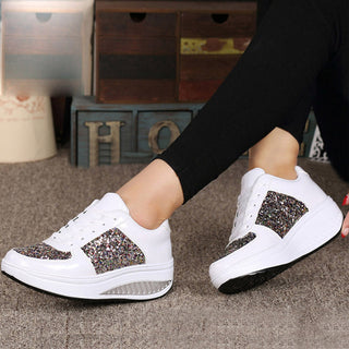 Women's Ladies Wedges Sneakers Sequins Shake Shoes alodia store