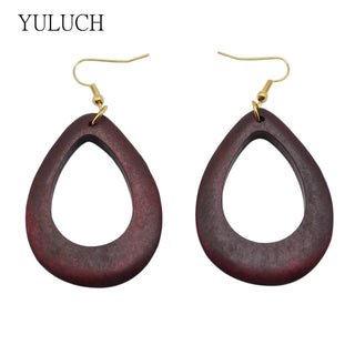 New design woman earrings eardrop handmade wood earring hollow circular National style fashion jewelry dangler 1 pair Alodia Store