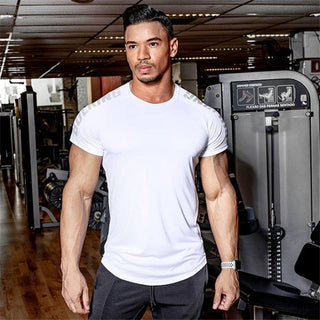 Compression Quick dry T-shirt Men Running Sport Skinny Short Tee Shirt Male Gym Fitness Bodybuilding Workout Black Tops Clothing alodia store