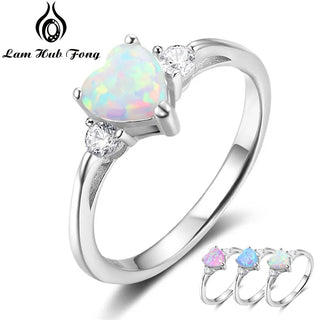 Classic Eternal Heart Rings Silver Color Blue Pink White Alodia Store