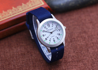 Chaoyada Children Boys Girls 24hours Canvas Luminous Pointer Quartz Wristwatches Kids Students Military Waterproof Watches Alodia Store