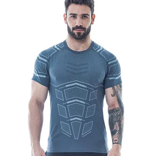 Compression Quick dry T-shirt Men Running Sport Skinny Short Tee Shirt Male Gym Fitness Bodybuilding Workout Black Tops Clothing alodia store
