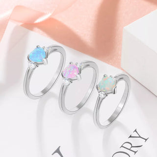 Classic Eternal Heart Rings Silver Color Blue Pink White Alodia Store