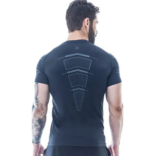 Compression Quick dry T-shirt Men Running Sport Skinny Short Tee Shirt Male Gym Fitness Bodybuilding Workout Black Tops Clothing alodia store