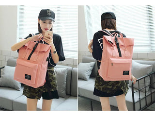 Women External USB Charge Backpack Nylon Rucksack ALODIA STORE