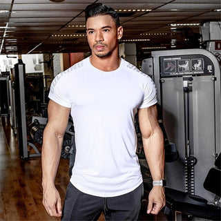 Compression Quick dry T-shirt Men Running Sport Skinny Short Tee Shirt Male Gym Fitness Bodybuilding Workout Black Tops Clothing alodia store