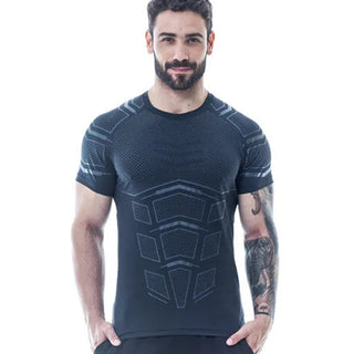 Compression Quick dry T-shirt Men Running Sport Skinny Short Tee Shirt Male Gym Fitness Bodybuilding Workout Black Tops Clothing alodia store