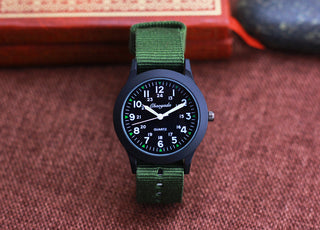 Chaoyada Children Boys Girls 24hours Canvas Luminous Pointer Quartz Wristwatches Kids Students Military Waterproof Watches Alodia Store