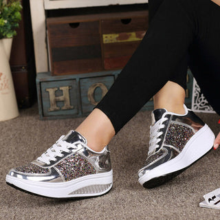 Women's Ladies Wedges Sneakers Sequins Shake Shoes alodia store