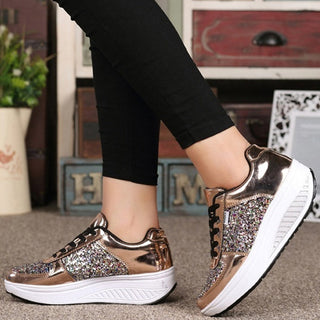 Women's Ladies Wedges Sneakers Sequins Shake Shoes alodia store