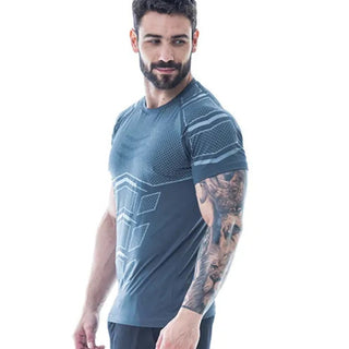 Compression Quick dry T-shirt Men Running Sport Skinny Short Tee Shirt Male Gym Fitness Bodybuilding Workout Black Tops Clothing alodia store