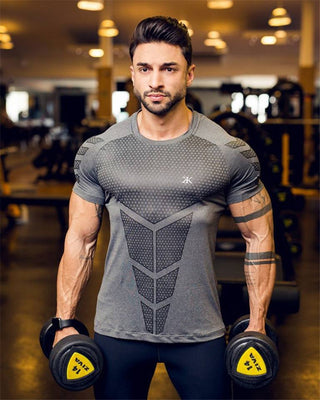 Compression Quick dry T-shirt Men Running Sport Skinny Short Tee Shirt Male Gym Fitness Bodybuilding Workout Black Tops Clothing alodia store