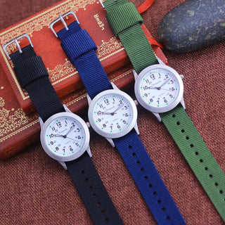 Chaoyada Children Boys Girls 24hours Canvas Luminous Pointer Quartz Wristwatches Kids Students Military Waterproof Watches Alodia Store