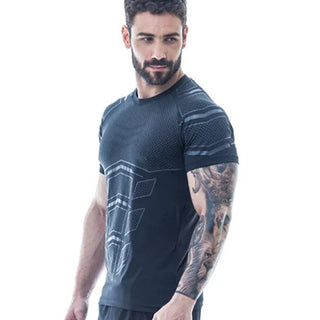 Compression Quick dry T-shirt Men Running Sport Skinny Short Tee Shirt Male Gym Fitness Bodybuilding Workout Black Tops Clothing alodia store