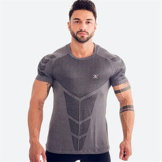 Compression Quick dry T-shirt Men Running Sport Skinny Short Tee Shirt Male Gym Fitness Bodybuilding Workout Black Tops Clothing alodia store