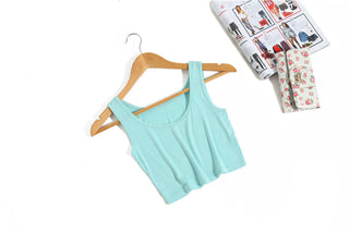 Summer Women Sexy Crop Tops Slim Short Women Sleeveless U Croptops Ladies Tank Tops Female Crop Tops Tube Vest 7 Colours alodia store