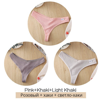3Pcs/Set Women Cotton Thongs Panties Sexy Low Waist G-String Briefs Ladies lringerie. ALODIA STORE