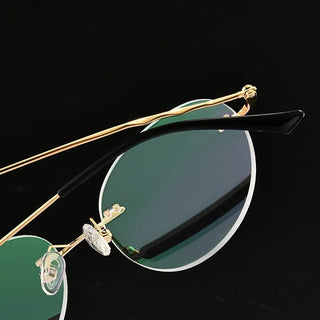 Titanium Alloy Rimless Glasses Frame Men Ultralight Round Eyeglasses Myopia Prescription Frames For Women Optical Eye Glass Alodia Store