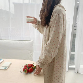 Ruffles Sleep Dress Women Long Sleeve  SLEAPWEAR Alodia Store