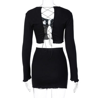 Sexy CropTops With Mini Bandage Skirt 2 Sets Women Summer alodia store
