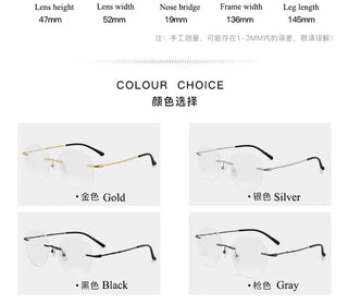 Titanium Alloy Rimless Glasses Frame Men Ultralight Round Eyeglasses Myopia Prescription Frames For Women Optical Eye Glass Alodia Store