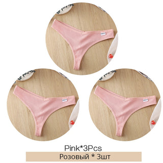 3Pcs/Set Women Cotton Thongs Panties Sexy Low Waist G-String Briefs Ladies lringerie. ALODIA STORE