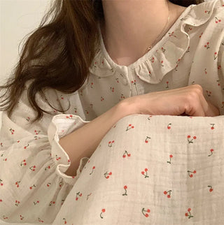 Ruffles Sleep Dress Women Long Sleeve  SLEAPWEAR Alodia Store