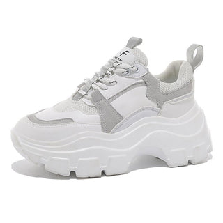 Women Sneakers Fashion Chunky Shoes Thick Sole Female Mesh Lace Up Platform Vulcanize Shoes Casual Footwear White Walking Shoes alodia store