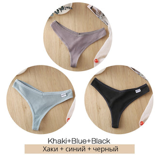 3Pcs/Set Women Cotton Thongs Panties Sexy Low Waist G-String Briefs Ladies lringerie. ALODIA STORE