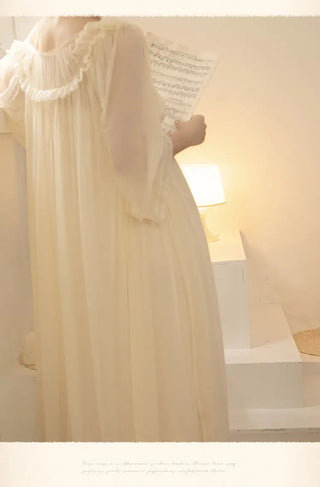 2PCS Robe Set Female Court Style Satin Nightdress Sexy Lace Alodia Store