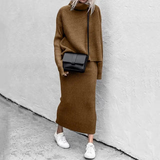 Fashion Women Slim Sweater Skirt Two Pieces Set Alodia Store