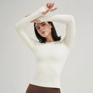 SOISOU Nylon Gym Top Yoga Shirt Fitness Sport Women Clothing Elastic Breathable Pilates Long Sleeve Tops 5 Colors 4 Size Alodia Store