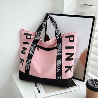 Pink Letter Graphic Tote Handbags Woman - Alodia Store