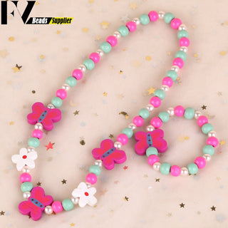33 Style Colorful Wooden Cute Animal Flower Cartoon Children's Necklace Bracelet Girl's Child Jewelry Kids Toys Birthday Gifts Alodia Store