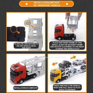 1:50 Simulation Alloy Diecast Large Truck Head Model Container Toy Pull Back Sound Light Engineering Alodia Store