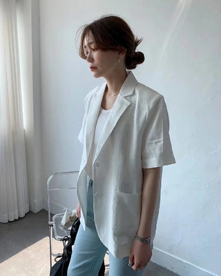 Cotton Linen Short-sleeved Coat Loose Alodia Store
