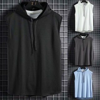 Plus Size Summer Men Clothing Tank Tops Sweatshirt Sleeveless Tops Hoodie Vest Workout Fitness Mens T Shirt Workout Hip Hop Vest alodia store