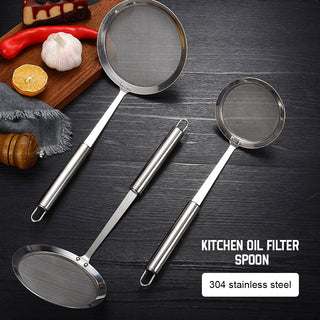 Filter Scoop Stainless Steel Fat Skimmer Spoon Fine Mesh Strainer Food Strainer With Handle Kitchen Oil Skimmer Strainer FU Alodia Store