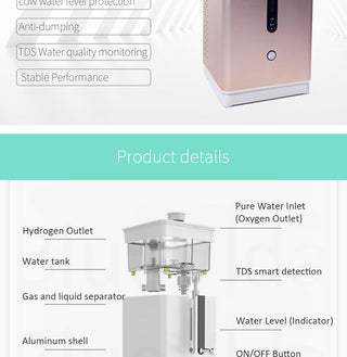 Bluevida 99.99% High Purity Hydrogen Inhalation Machine Low Noise Make Hydrogen Water H2 Inhalation Generator SPE/PEM 150ml/m alodia store