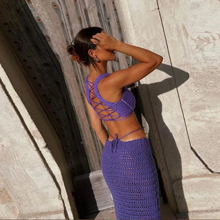 Two Piece Sets Summer Crop Top Maxi Skirt 2pcs Set Women Alodia Store