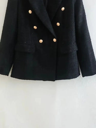 Fashion Women Beige Tweed Blazer Jacket For Office Lady Alodia Store