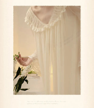 2PCS Robe Set Female Court Style Satin Nightdress Sexy Lace Alodia Store