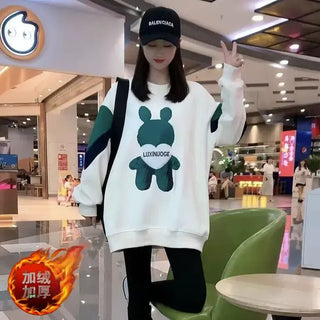New in Sweatshirts Women Spring Autumn Loose Pullovers Bears Y2k Longsleeve Women's Sweater Japanese Fashion Korean Streetwear Alodia Store