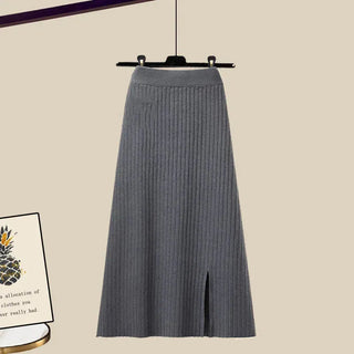 Women's Shawl Shirt Three-piece Set+High Waist Knitting Half-body Skirt Set Women Fashion 3 Piece Set Alodia Store