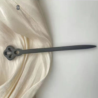 Traditional Wooden Black Hair Sticks Chinese Style Hairpins Carved Wood Hair Fork Vintage Chop Stick Headwear For Women Jewelry Alodia Store
