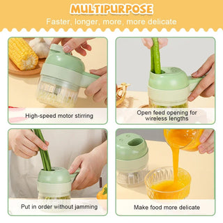 4in 1 Electric Food Processor USB Rechargeable Handheld Vegetable Slicer Multifunctional - Alodia Store