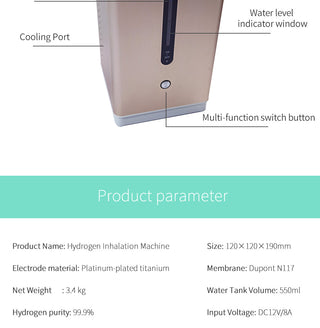 Bluevida 99.99% High Purity Hydrogen Inhalation Machine Low Noise Make Hydrogen Water H2 Inhalation Generator SPE/PEM 150ml/m alodia store