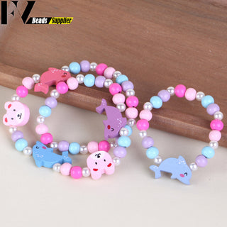 33 Style Colorful Wooden Cute Animal Flower Cartoon Children's Necklace Bracelet Girl's Child Jewelry Kids Toys Birthday Gifts Alodia Store